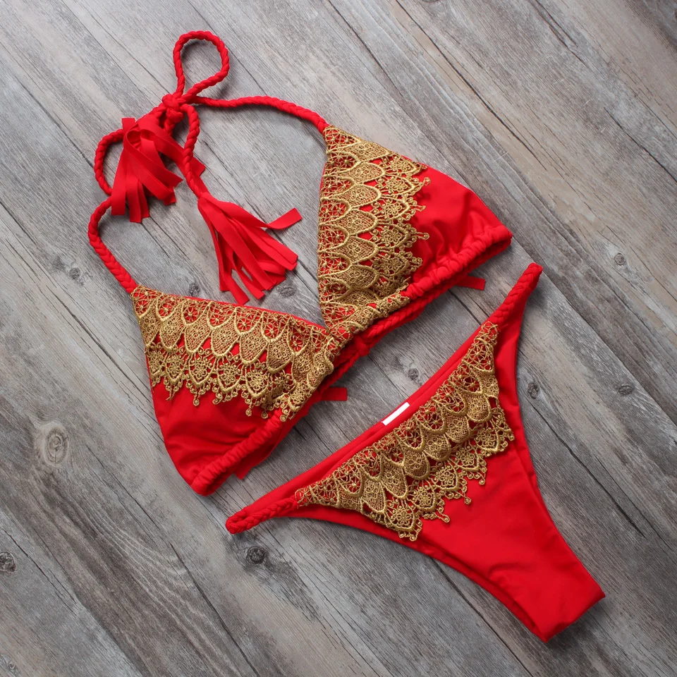 Trangel sexy bikini set brand women swimsuit vintage swimwear high neck