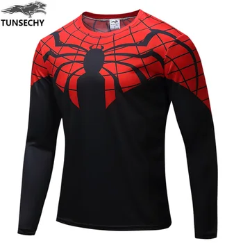 

Spiderman 3D Print t shirts Men Compression fitness shirts Superhero Tops costume long Sleeve Fitness T-shirts
