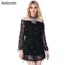 Aelorxin 2017 Women Sexy Mini Summer Dress Slash Neck Vestidos Sequined Ukraine Party Dresses Brazil Female Vestidos Mujer