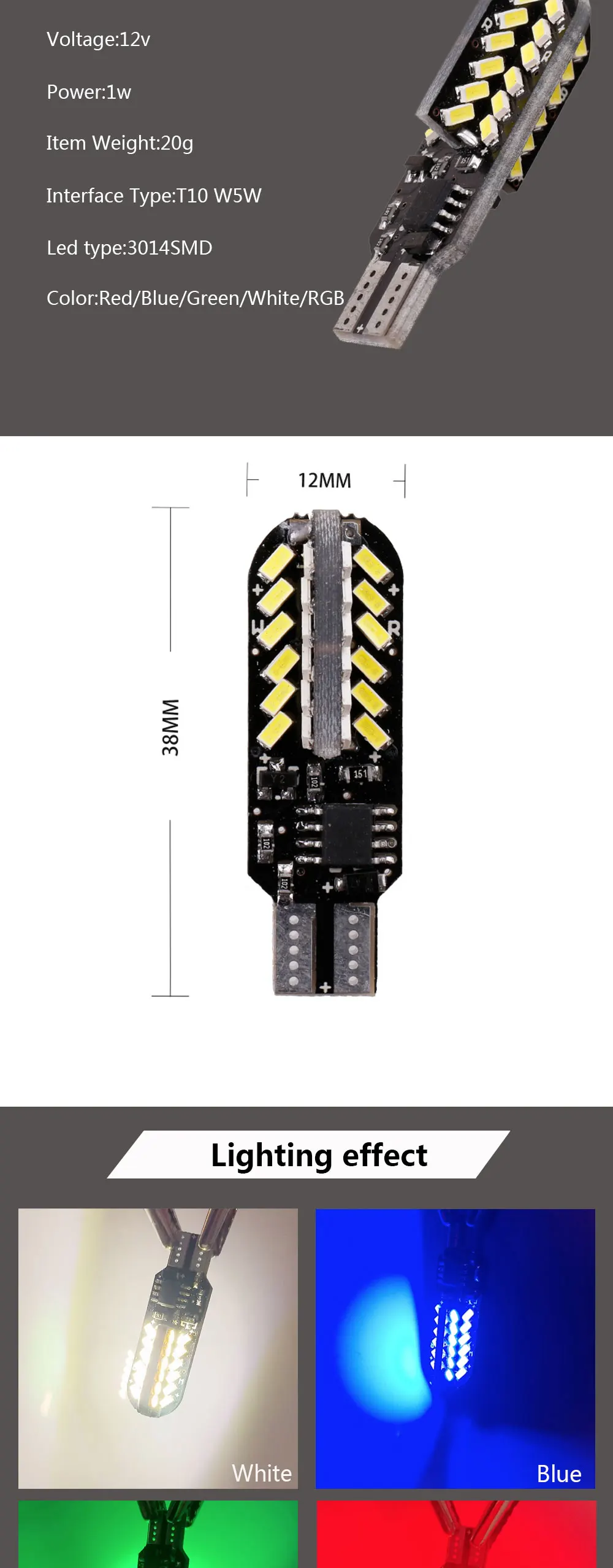 2 шт./лот T10 led W5W 48 светодиодных ламп 3014 со стробоскопической вспышкой для RGB с can-bus светильник без ошибок автомобиля светильник источник индикатор мигает светильник, сигнализирующий фонарь 12V