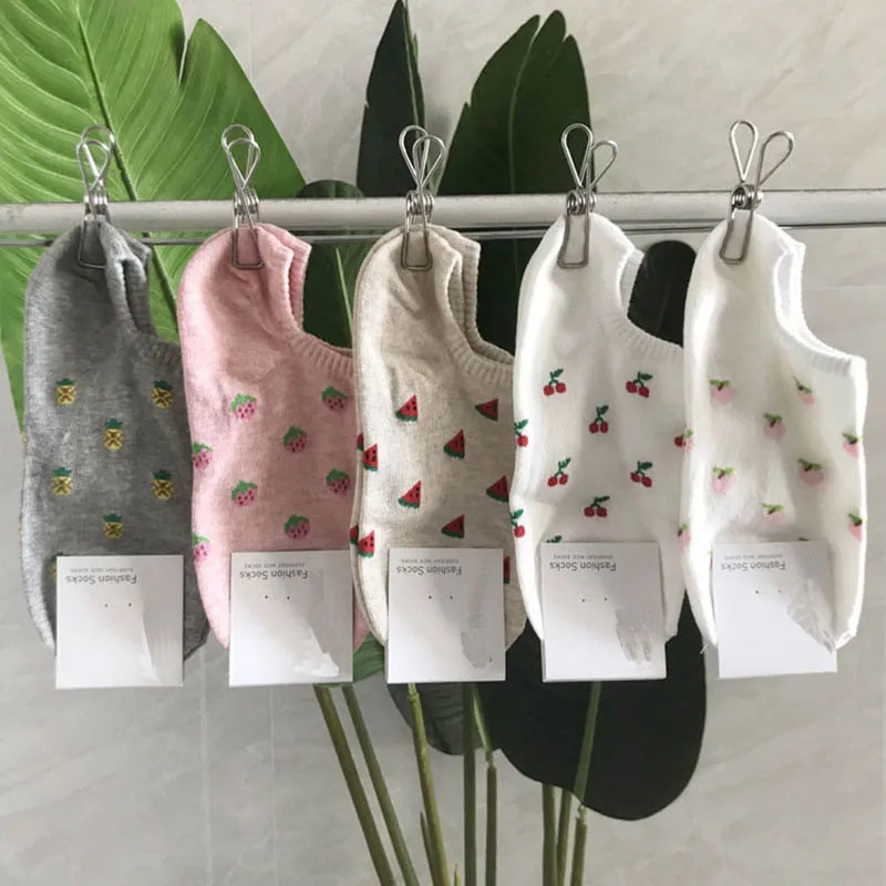 Spring/Summer High Quality Harajuku Fruit Peach Cherry Strawberry Pineapple Socks Cartoon Korean Style Women Socks Skarpetki