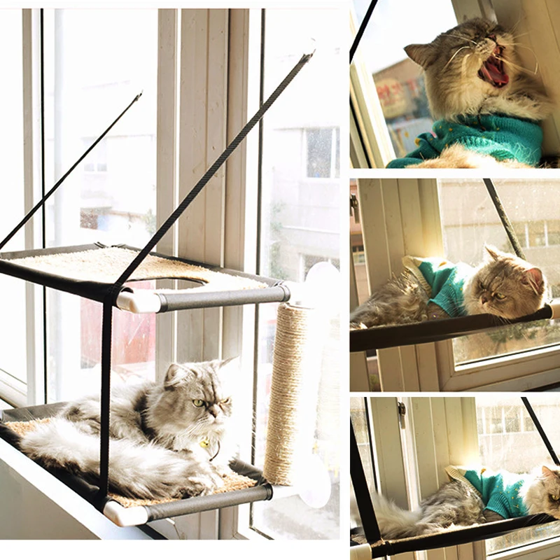 

Cat balcony hammock pet cat climbing sleeping mattress coral velvet waterproof fabric Cat bed single layer double pet hammock