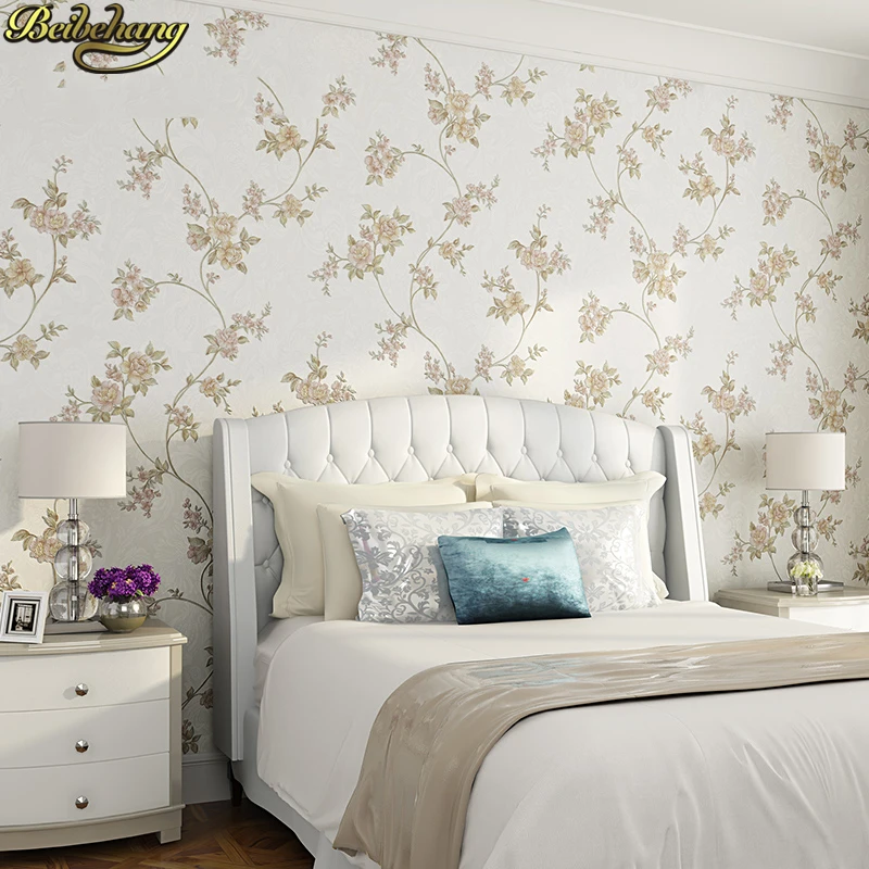 beibehang Fresh flower romantic wall paper roll bedroom living room study restaurant marriage mural wallpapers for living room