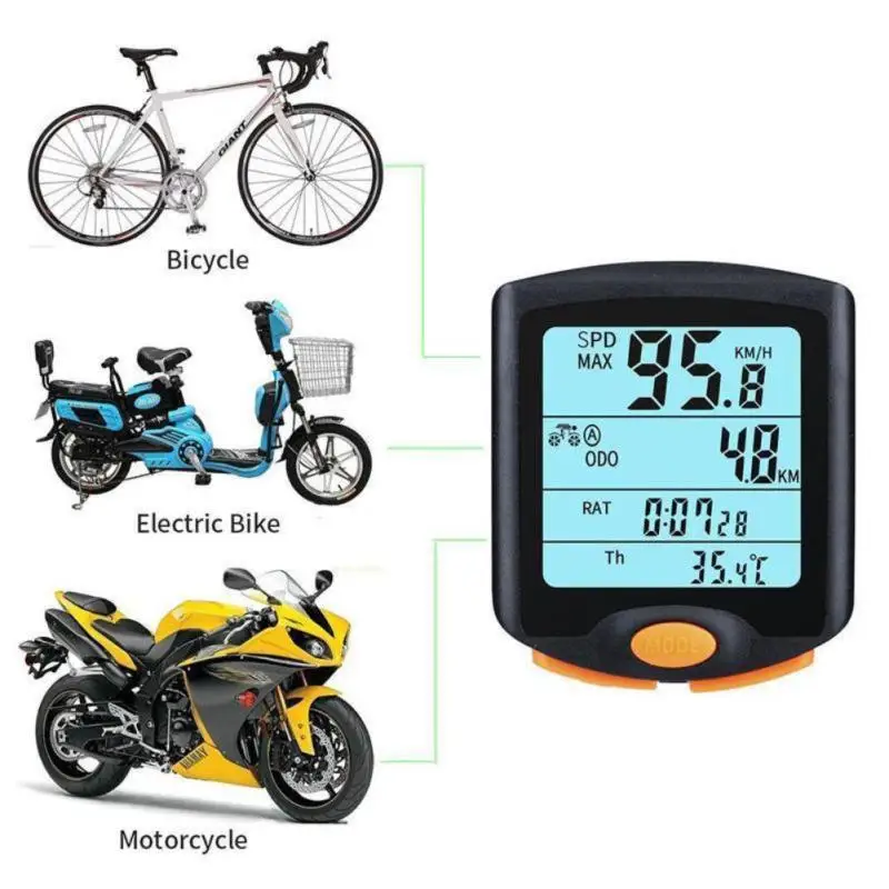 Беспроводной Велосипедный компьютер велосипед измеритель скорости цифровой расчет одометр Многофункциональный полный экран подсветка