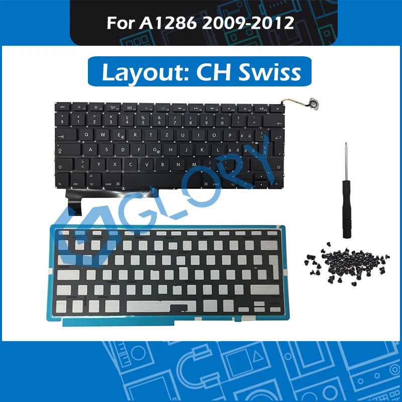 2009 2012 A1286 клавиатура CH Swiss раскладка для Macbook Pro 15 &quotA1286 замена клавиатуры с винтами