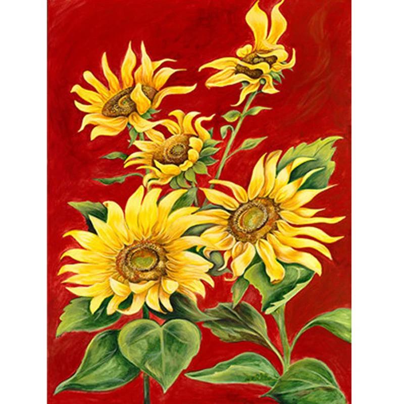 

DIY Paint Coloring By Numbers For Adults Sunflower Acrylic Abstract Art Drawing Digital Picture For Living Room Home Decoration