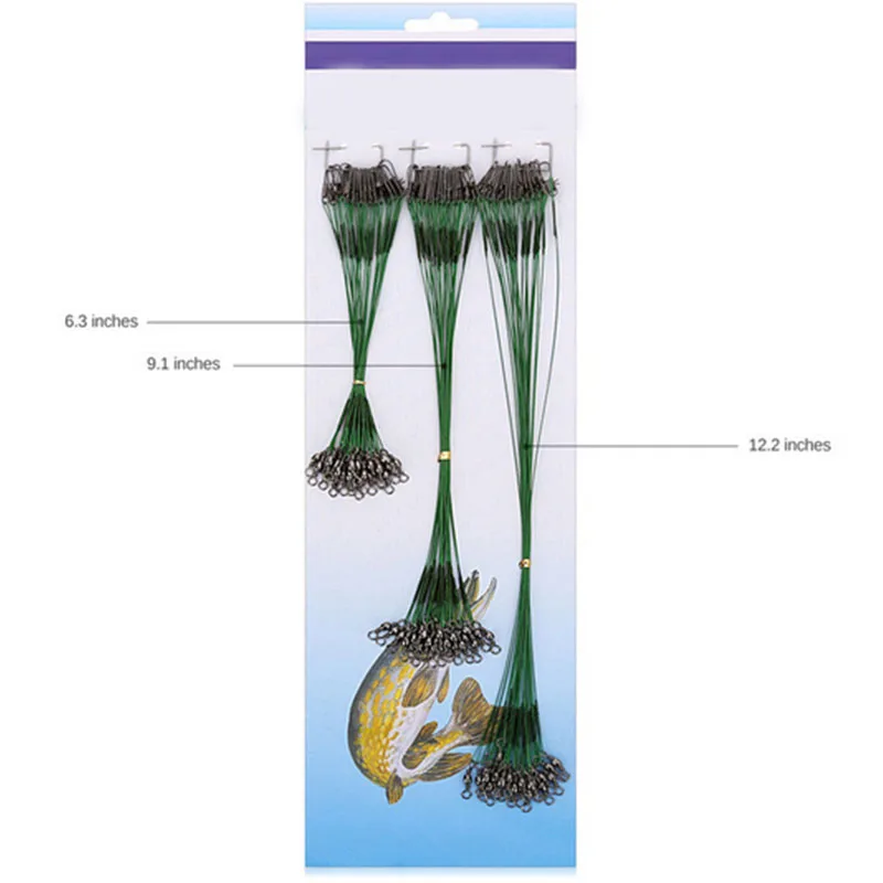 

Hot Sale High Quality 60 pcs Stainless Lure Coated Leader Wire Trace Pike 15/20/25cm Sea Fishing