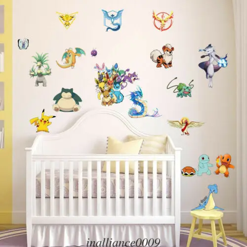 

20Pcs Pokemon Figures Pikachu Wall Sticker PVC Decals Kids Room Mural Removable