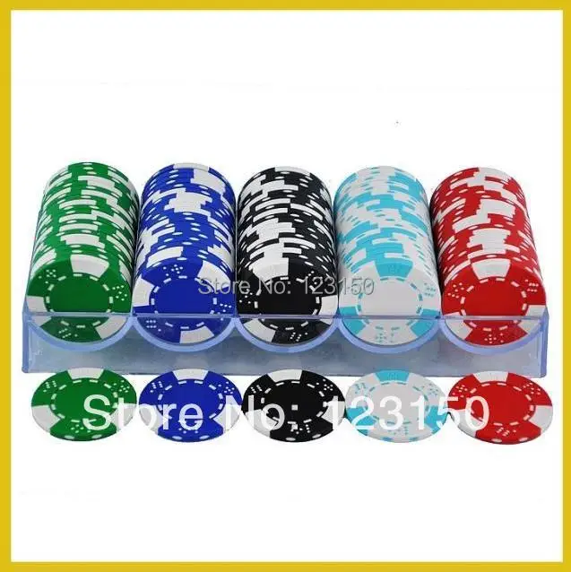 PK 5002 100pcs with chip tray, Clay 14g Poker Chips insert metal, five