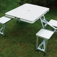 

Outdoors Foldable Table Stall Exhibition And Conjoined Tables And Chairs Group Aluminium Alloy Simple And Easy Picnic Table