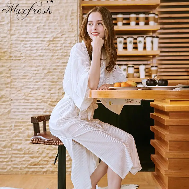 Maxfresh осенние бархатные пижамы женские длинные один халат|Комплекты халатов и