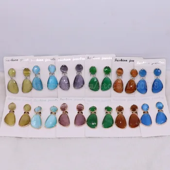 

Fashion Mix color Faceted natural stone & metal dangle earrings High quality drop earrings earrings Gems jewelry 2466