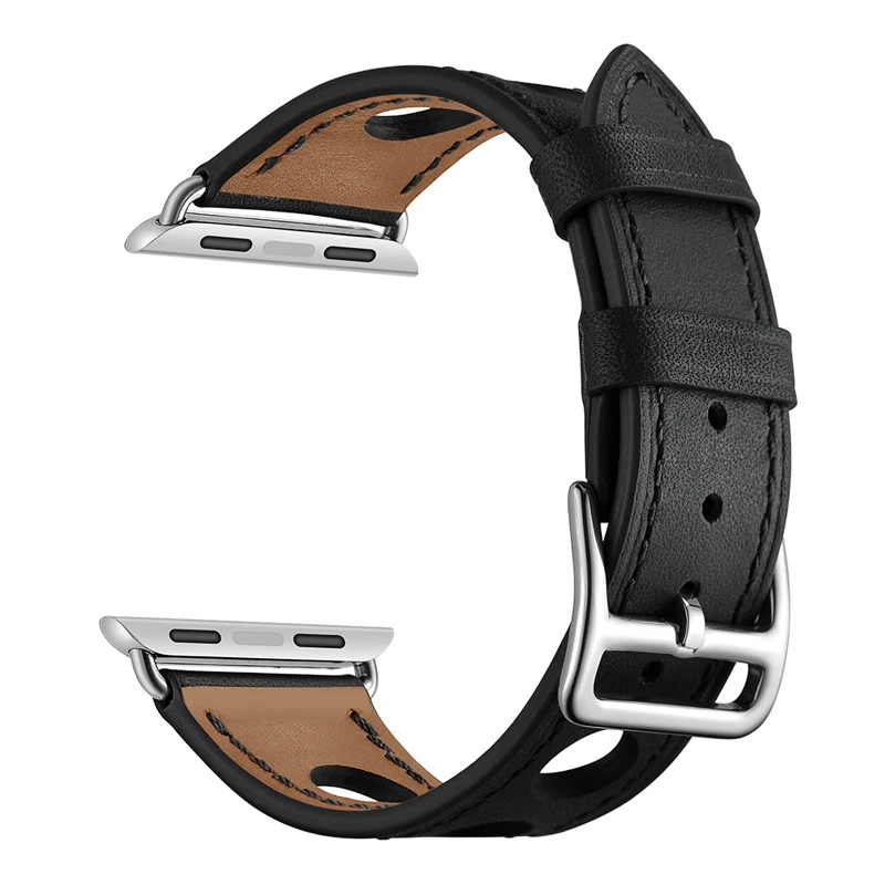 Браслет из натуральной кожи для apple watch band 4 5 44 мм 40 ремешок прочный и iwatch 3/2/1 42 38