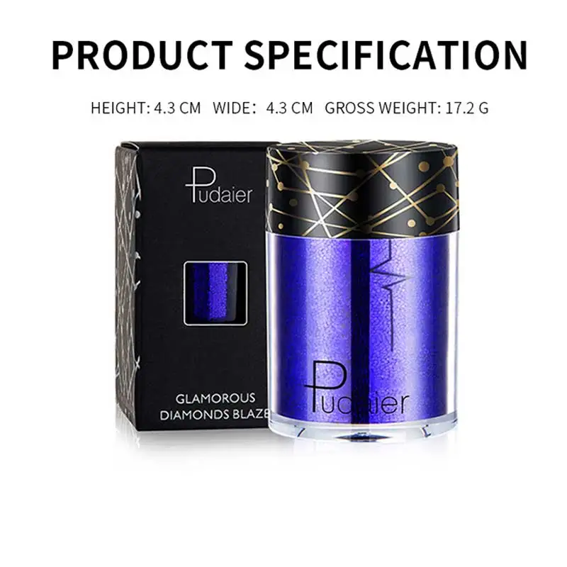 Pudaier Glitter Shimmer Powder Pigment Eyeshadow Highlighter Beauty Makeup Shiny Body Glow Festival Party Cosmetic 4