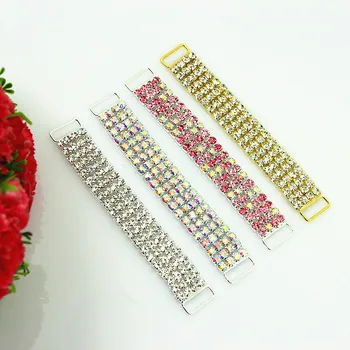 

20pcs 4ROWS Crystal Rhinestone Bikini Connectors Buckle Metal Chain For Swimming Wear Bikini Decoration
