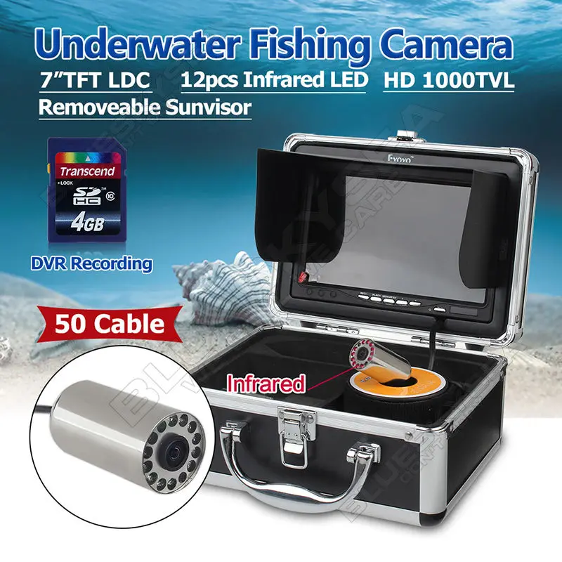 

Free shipping!EYOYO 50m 7" LCD Underwater Video DVR Camera IR Fish Finder Fishing Tools IP68