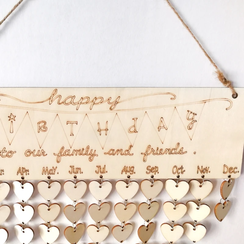 

Wooden Calendar Plaque Board Birthday Reminder Wall Hanging Decor Heart Disc