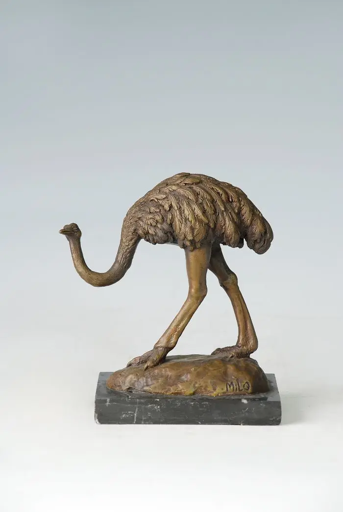 

Arts Crafts Copper Bronze Statue Ostrich Sculpture Home Ornaments Feng shui Mascot Crafts Collection pet