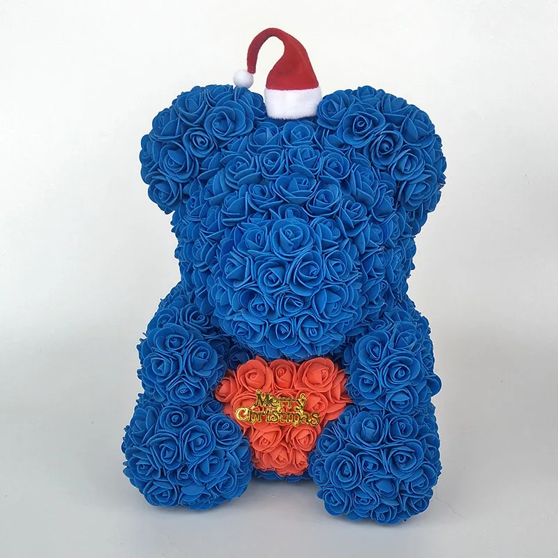 teddy bear rose bear with heart artificial roses foam roses flower Christmas decoration for home. christmas gift - Цвет: royal blue