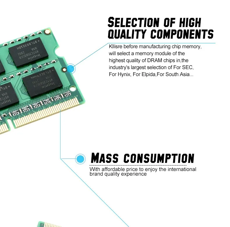 Kllisre DDR3L DDR3 4 ГБ 8 ГБ 1333 МГц 1600 SO-DIMM 1,35 V 1,5 V ОЗУ для ноутбука 204Pin ноутбук карта оперативной памяти