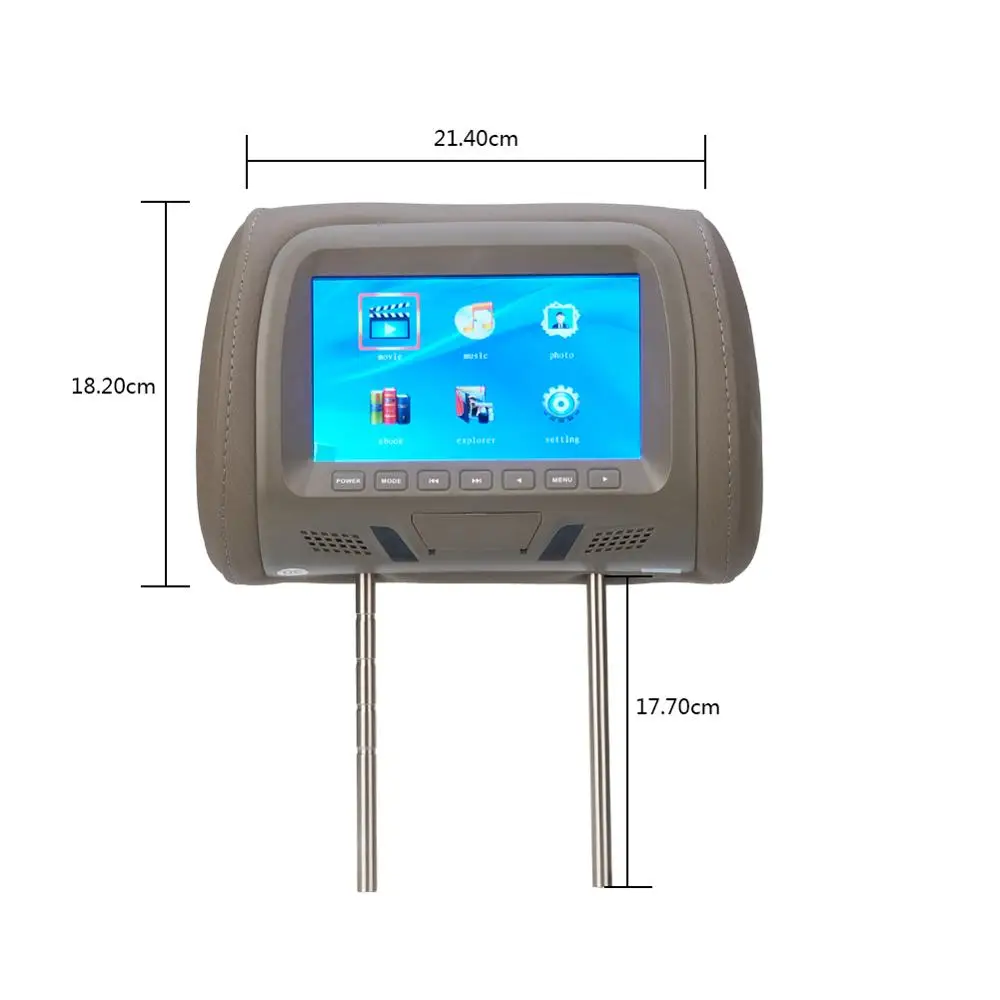 7 дюймов подголовник автомобиля монитор 800*480 ЖК-дисплей Экран автомобильного видеоплеера Поддержка USB/SD/FM/Динамик/MP5 с пультом дистанционного управления Управление