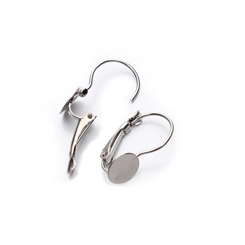 

50pcs 8mm Stud Earring Posts Silver Color Blank Earrings Base Tray Bezel Clip For DIY Earrings Jewelry Findings F2629