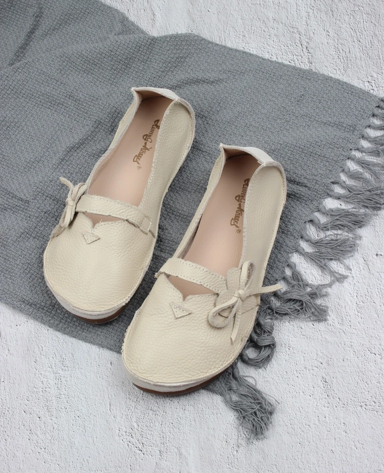 HUIFENGAZURRCS/обувь ручной работы в Корейском стиле; удобная мягкая подошва; кожаные и дышащие туфли на плоской подошве из натуральной кожи