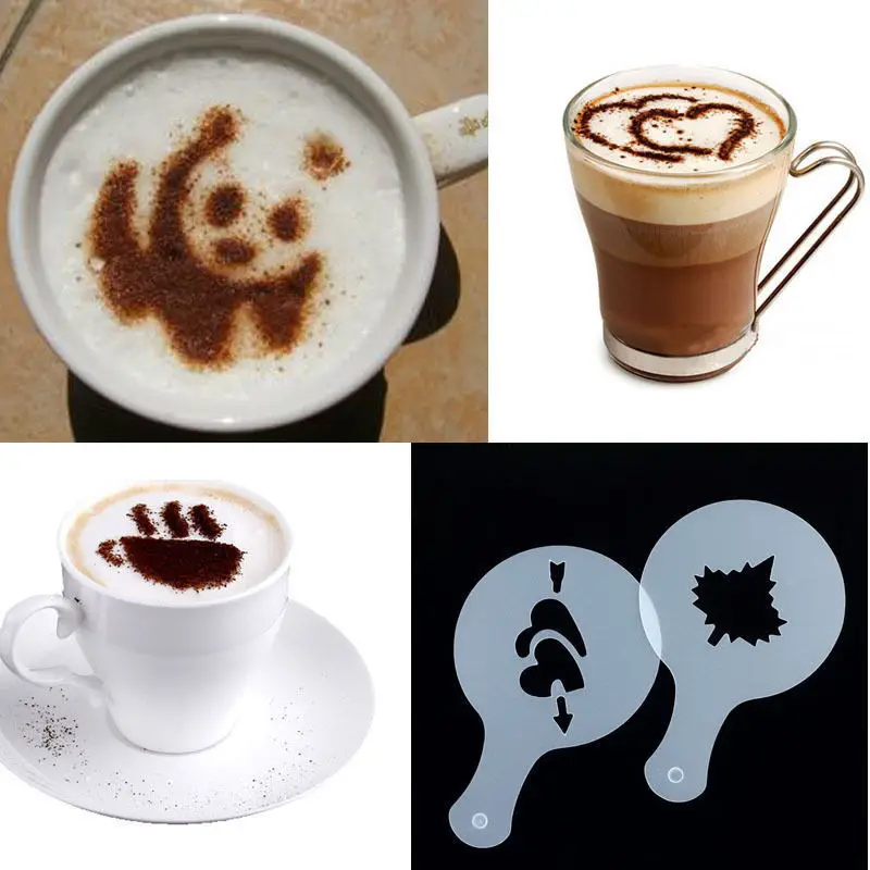 

16pcs/set Coffee Latte Cappuccino Barista Art Stencils / Cake Duster Templates Coffee Tools Accessories