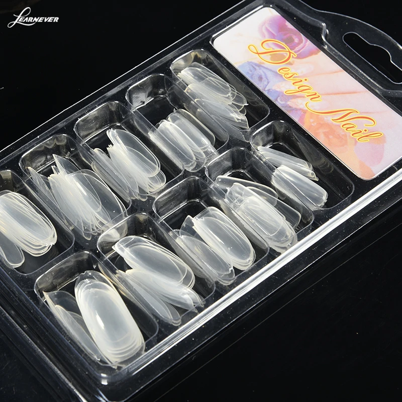 

LEARNEVER 100pcs French Nail Tips Acrylic False Nails Art Fingernail Full Tips Nail Art Decoration Natural/transparent/white