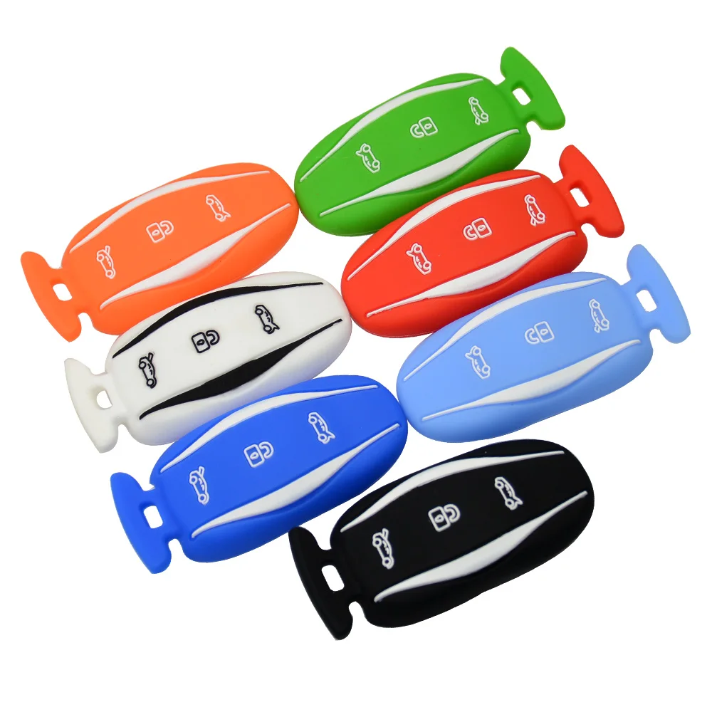 Silicone 3 Buttons Car Key FOB Cover Case Holder Skin  For Tesla Model S X Remote Keyless Silica Gel Soft Shell Free Shipping
