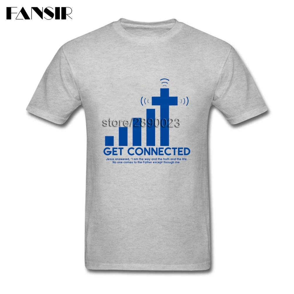 

Big Size Get Connected To Jesus Latest Designing Tee Shirt Men Man's White Short Sleeve Custom Men Tshirts Adult Clothes Tops