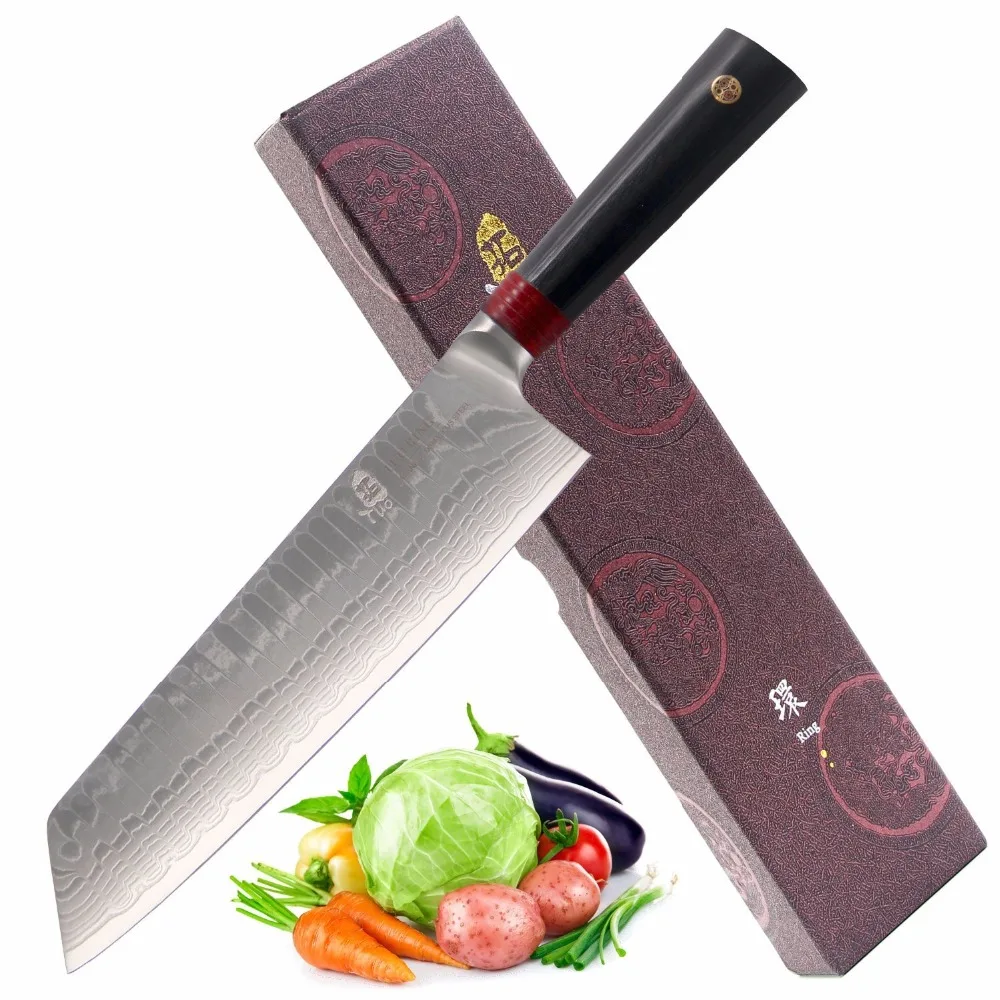 TUO Cutlery Vegetable Kirisuke Knife - Japnaese Damascus AUS-10 HC Stainless Steel Kitchen Knife - Ergonomic G10 Handle - 8.5'' TUO Cutlery Vegetable Kirisuke Knife - Japnaese Damascus AUS-10 HC Stainless Steel Kitchen Knife - Ergonomic G10 Handle - 8.5''