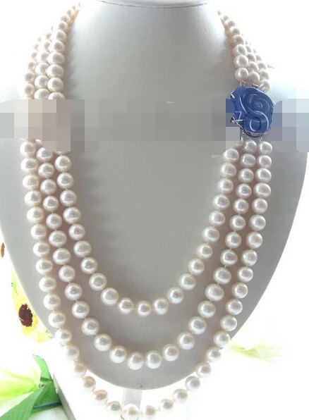 

ddhN520 3rows Natural 10-11mm White Pearl Necklace N Discount (A0329)