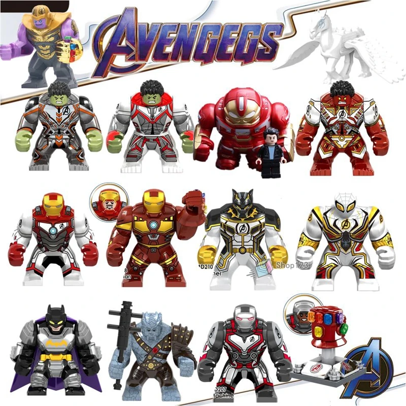 

Thanos Black Panther Iron Man War Machine Big Size Building Blocks Avengers 4 Spiderman Hulk Marvel Kids Toys