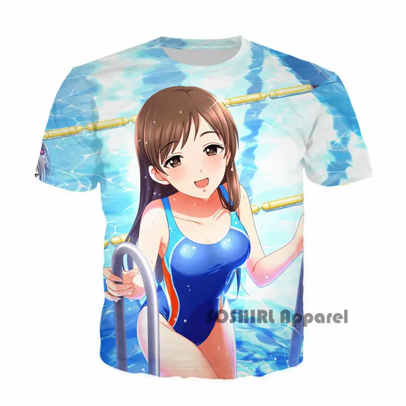 SOSHIRL/Сексуальная футболка для девочек Kawaii Idol Master, летняя футболка унисекс, хипстерская Футболка Harajuku, повседневные топы, милые футболки с аниме-певицей