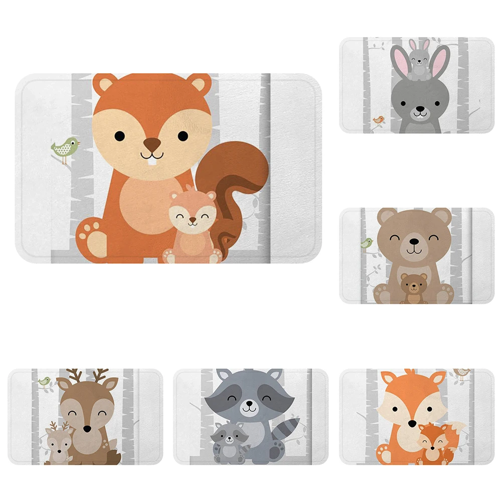 

Cartoon Fox Deer Bear Mom Baby Rabbit Mat Bath Carpet Decorative Anti-Slip Mats Room Car Floor Bar Rugs Door Home Decor Gift