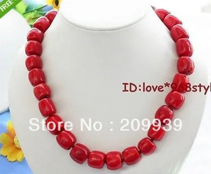 

huij 001166 BEAUTIFUL jewelry red Cylinder coral Women's Fashion Necklace 18