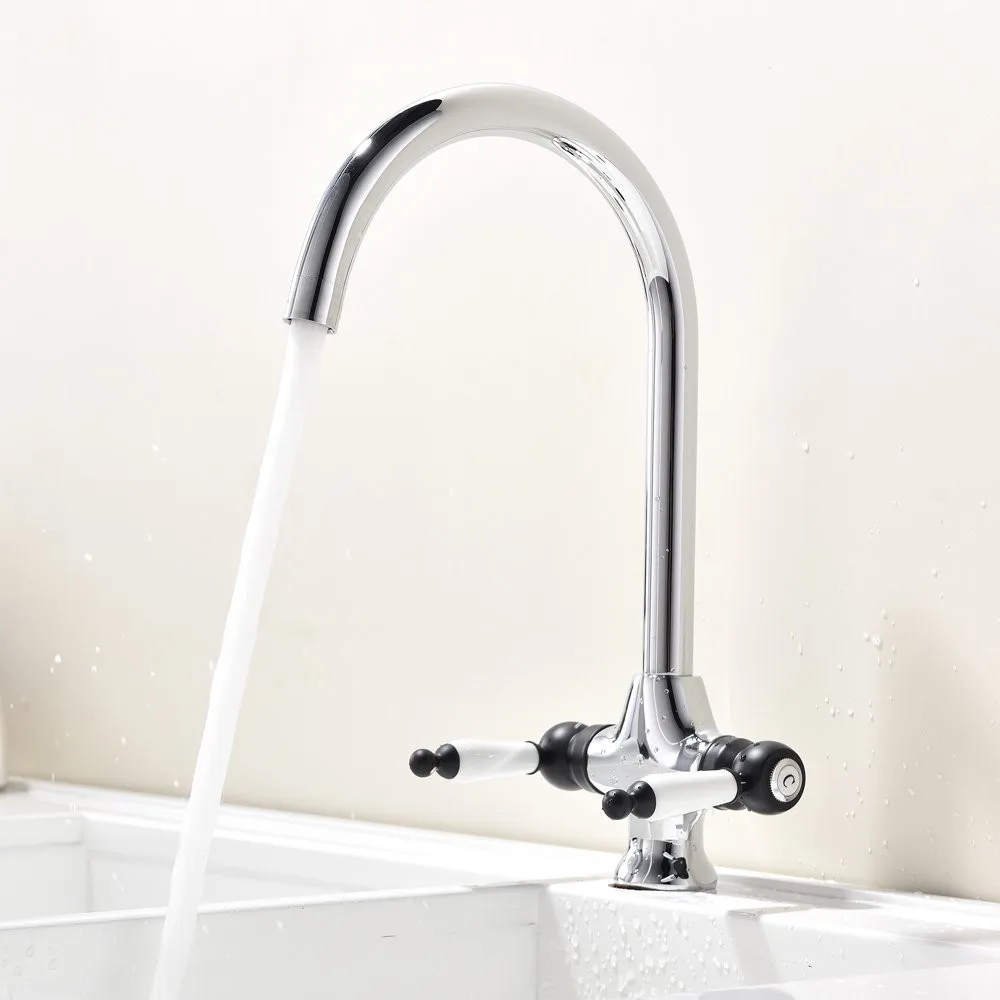 Premium Commercial Classic Ceramics Double Lever Single Spout Solid