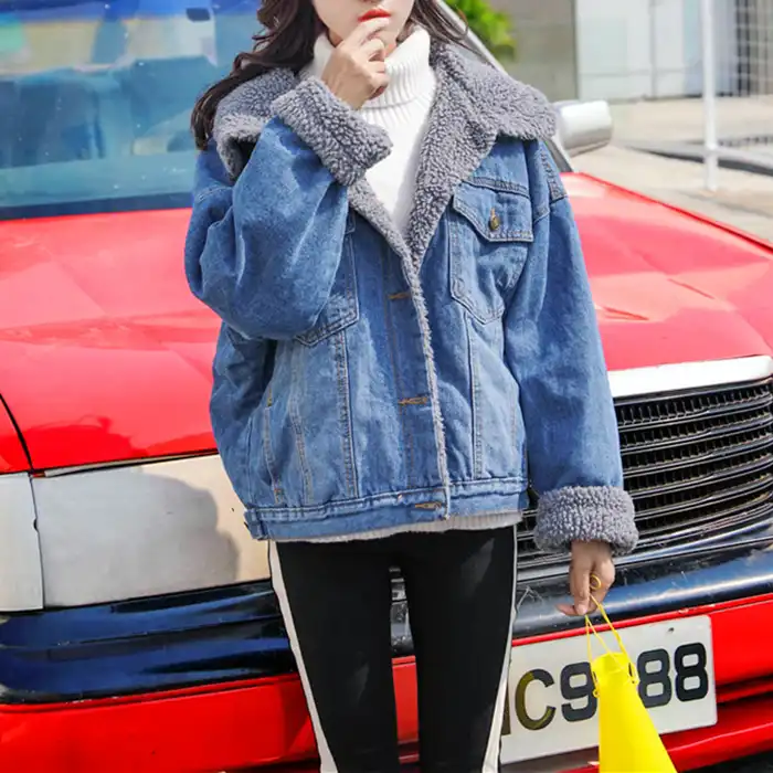 sherpa denim jacket womens oversized