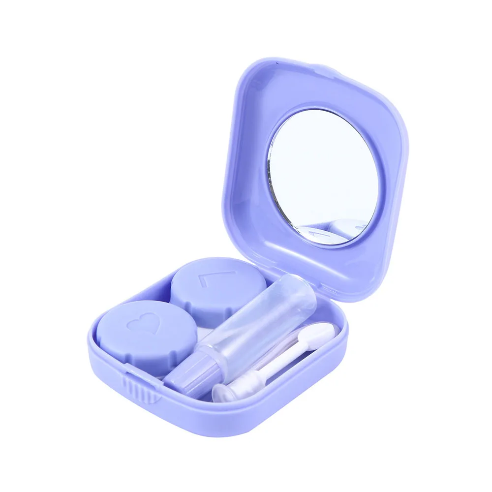 1 шт. карманный мини квадратный чехол для контактных линз дорожный набор Удобный для переноски зеркальный контейнер популярный для активного отдыха - Цвет: purple