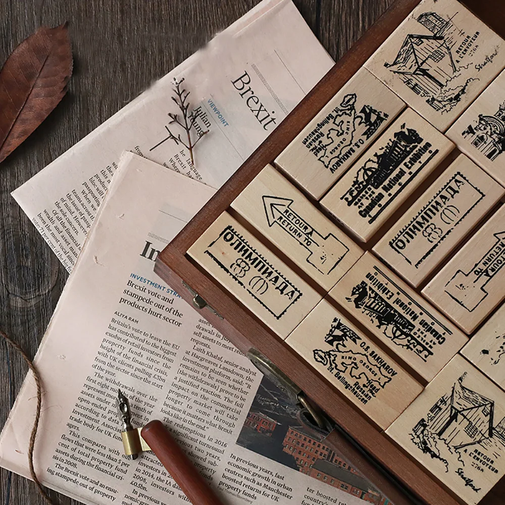 

Lychee Life Travel Memory Book Series Stamps Vintage Wooden Stamp DIY Album Cards Scrapbooking Crafts Decoration