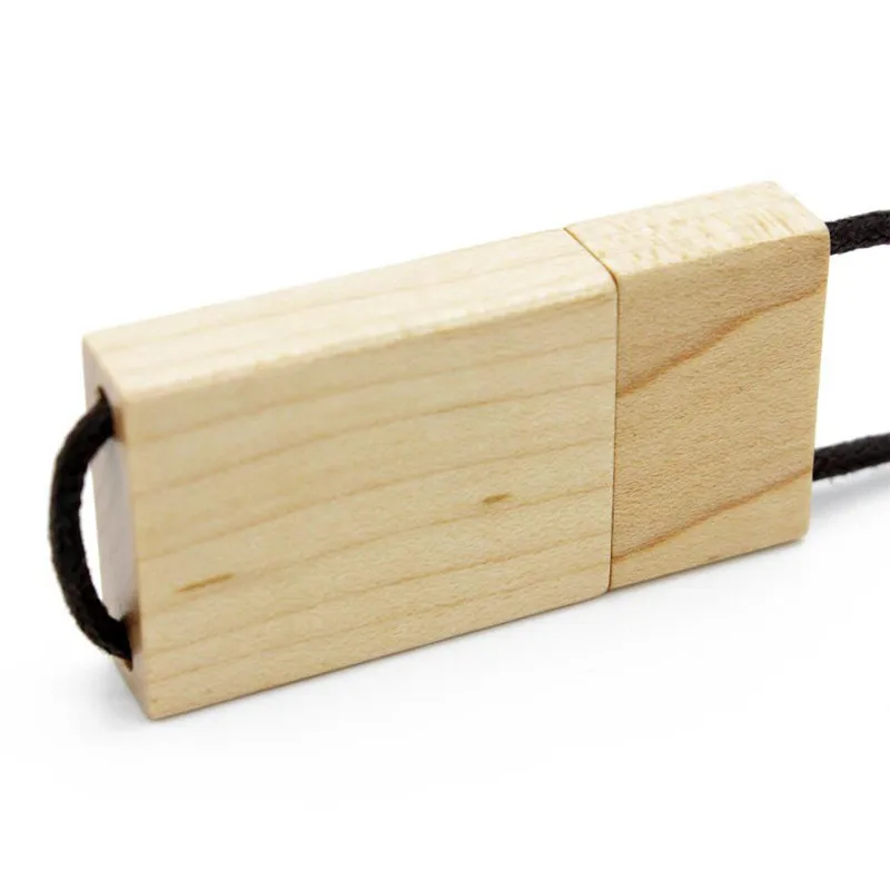 JASTER Lanyard деревянный USB флеш-накопитель Красная деревянная Флешка 4 ГБ 16 ГБ 32 ГБ 64 ГБ 128 г бамбуковая палочка для создания логотипа гравировка свадебные подарки - Цвет: maple