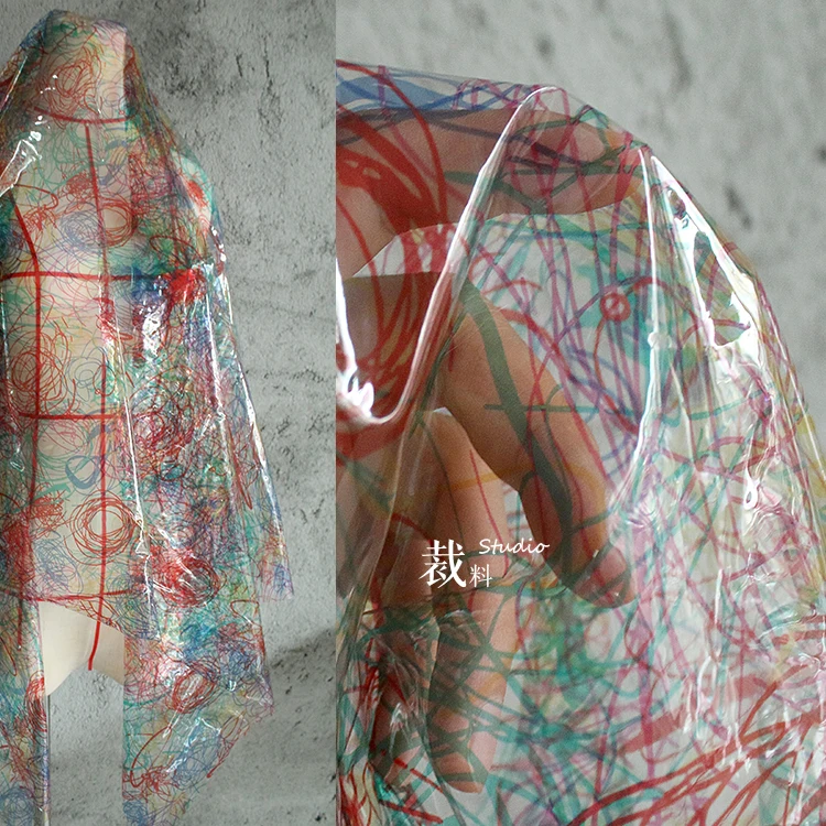 

Membrane transparent printing tpu fashion raincoat film waterproof designer fabric clothing for patchwork