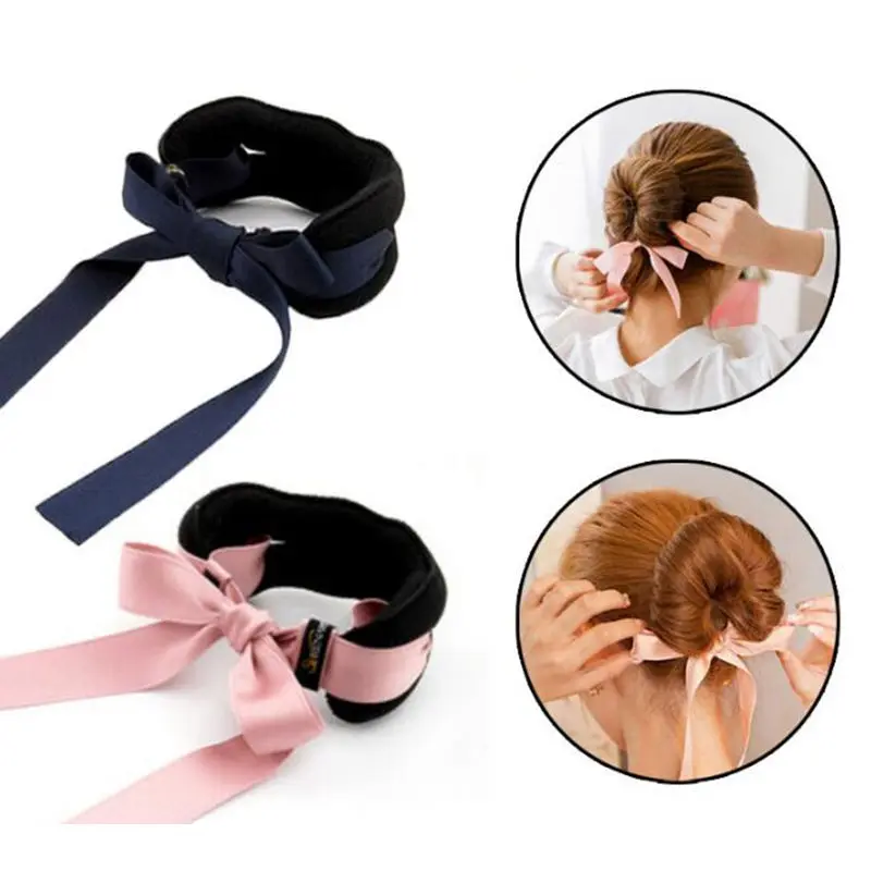 1pcs New 7 Colors Women Lady Tiara Satin Ribbon Bow Hair Band Sponge