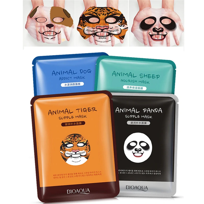 BIOAQUA-1-Pcs-Cute-Animal-Sheep-Dog-Panda-Tiger-Facial-Mask-Hyaluronic-acid-moisturizing-Oil-control