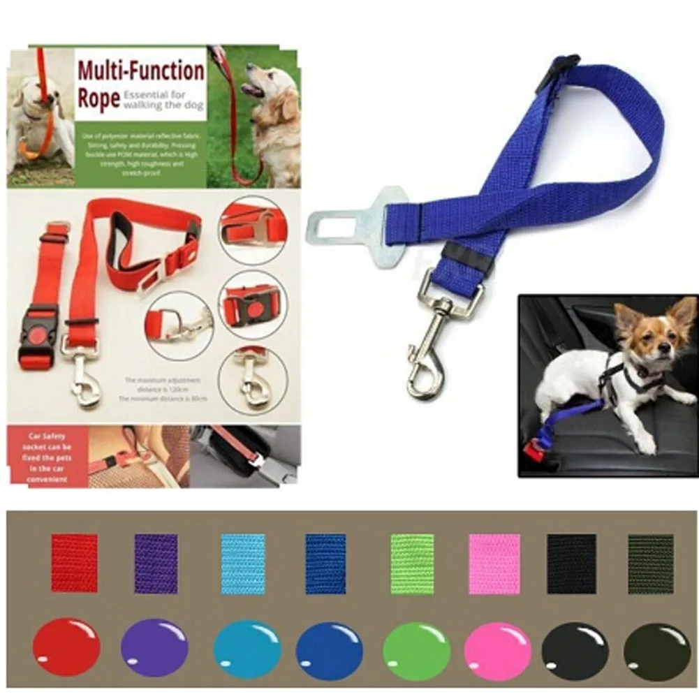 

Cat Dog Car Safety Seat Belt Harness Adjustable Pet Puppy Pup Hound Vehicle Seatbelt Lead Leash for Dogs Drop Shipping 9 Colors