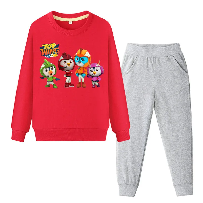 Boys Girls Cartoon Top Wing Tracksuits Kids Spring Autumn Pullover Coat+Pant Suits Children Clothing Sets Baby Clothes Set WL102 (1)