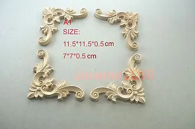 Резные Угловые Аппликации из дерева Неокрашенная рамка наклейка на дверь