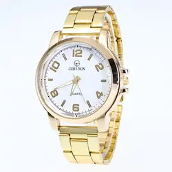 Летний стиль 2017 г. золотые часы марки часы Для женщин наручные женские часы женский Наручные часы из нержавеющей золото Часы