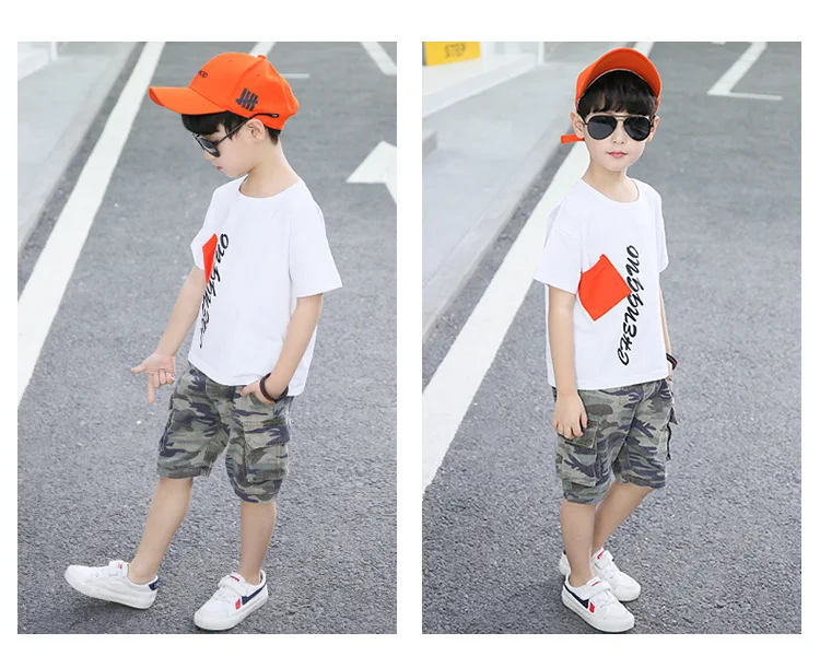 

Children Clothes 2019 Summer Boys Clothes Shirt+ Camouflage Shorts Outfit Kids Clothes Boys Sport Suit Toddler Boys Clothing Set